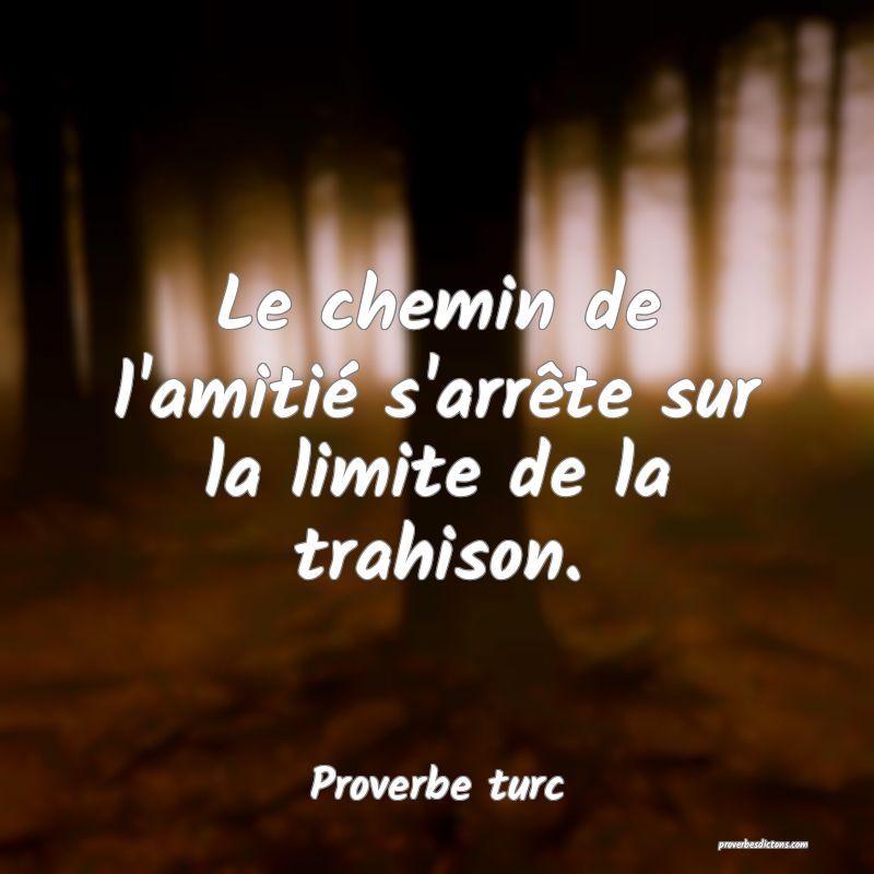 Le chemin de l'amitié s'arrête sur la limite de la trahison.