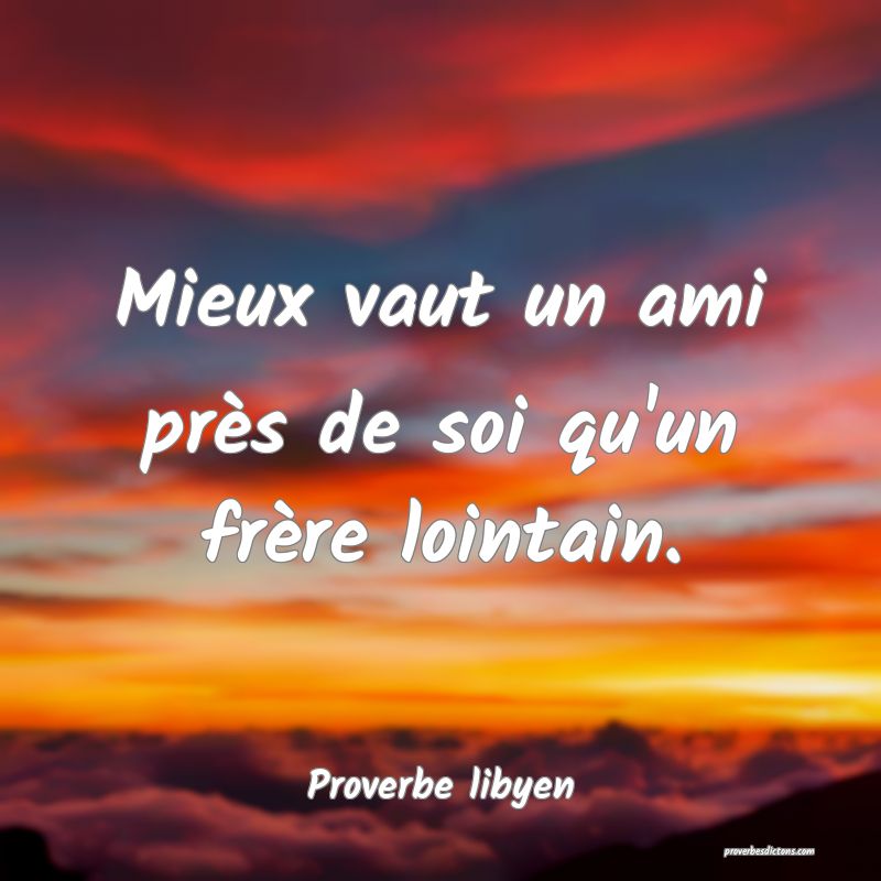 Mieux vaut un ami près de soi qu'un frère lointain.