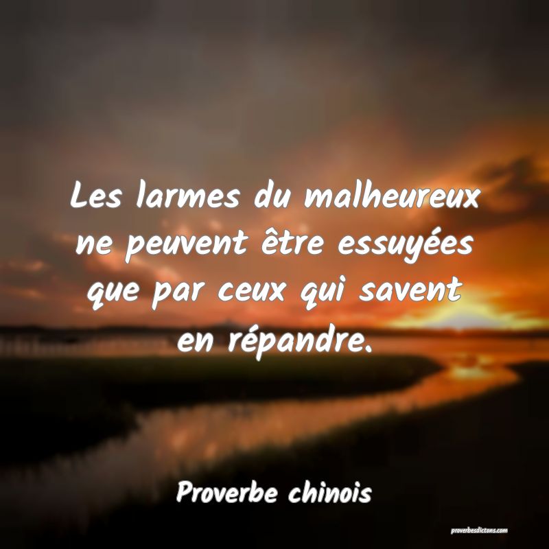 Les larmes du malheureux ne peuvent être essuyées que par ceux qui savent en répandre.