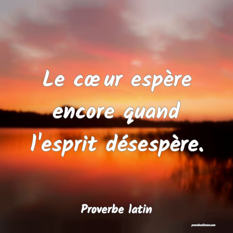 Le cœur espère encore quand l'esprit désespère.