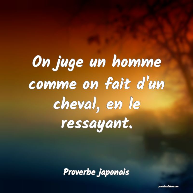 On juge un homme comme on fait d'un cheval, en le ressayant.