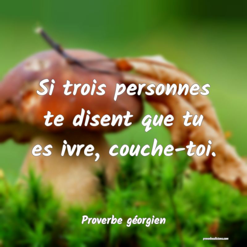 Si trois personnes te disent que tu es ivre, couche-toi.