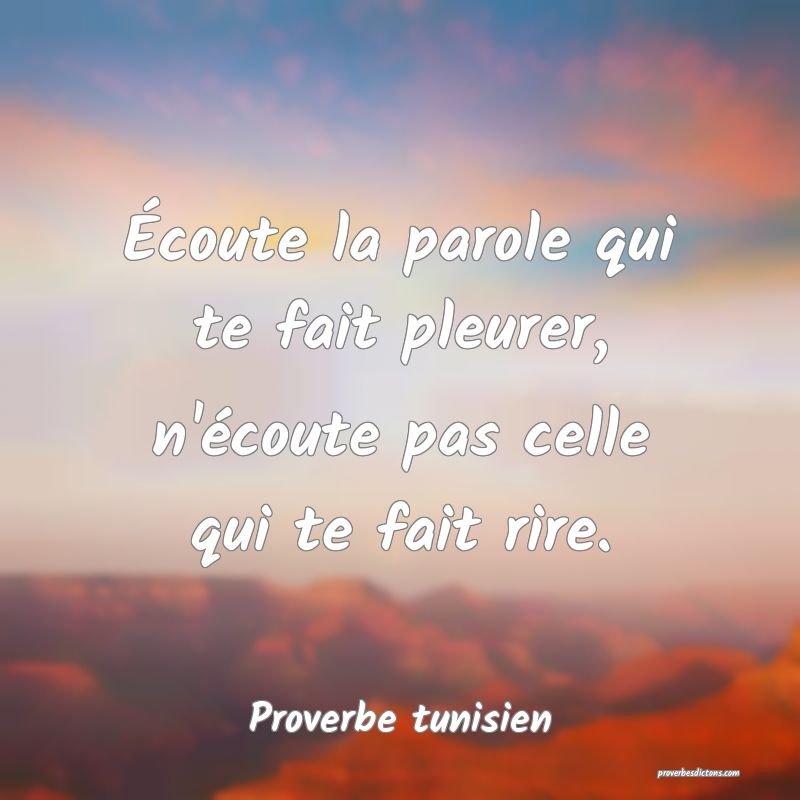 Écoute la parole qui te fait pleurer, n'écoute pas celle qui te fait rire.