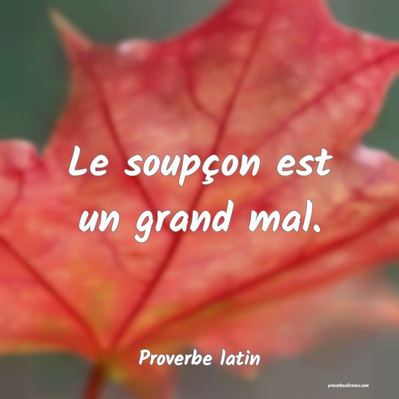 Le soupçon est un grand mal.