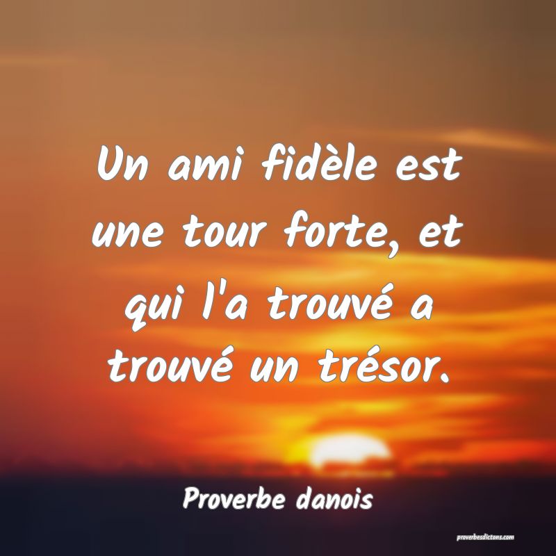 Un ami fidèle est une tour forte, et qui l'a trouvé a trouvé un trésor.