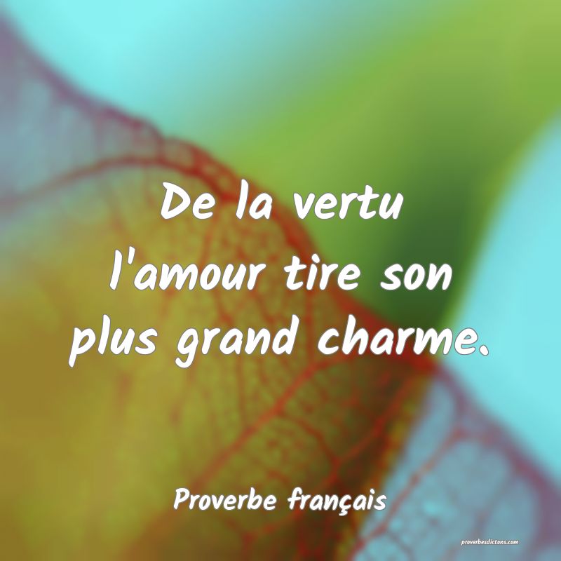 De la vertu l'amour tire son plus grand charme.