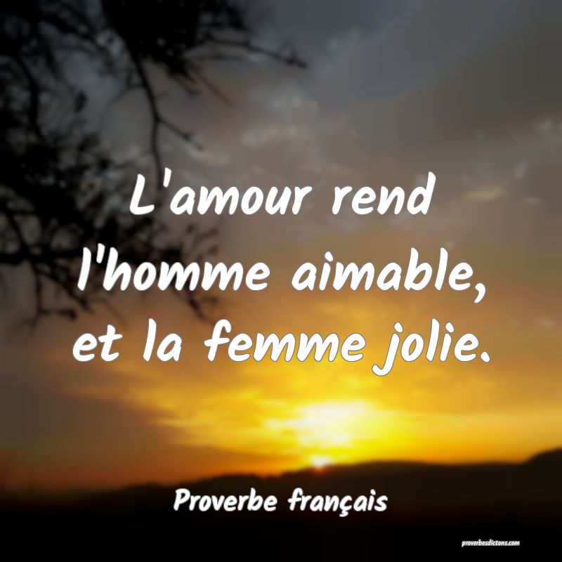 L'amour rend l'homme aimable, et la femme jolie.