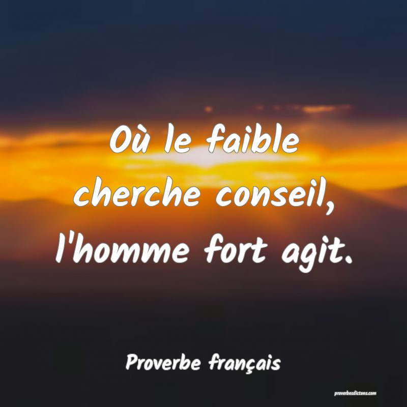Où le faible cherche conseil, l'homme fort agit.