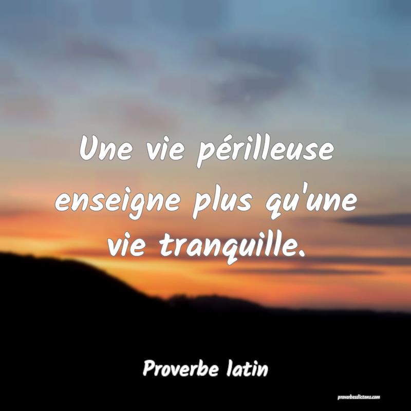 Une vie périlleuse enseigne plus qu'une vie tranquille.