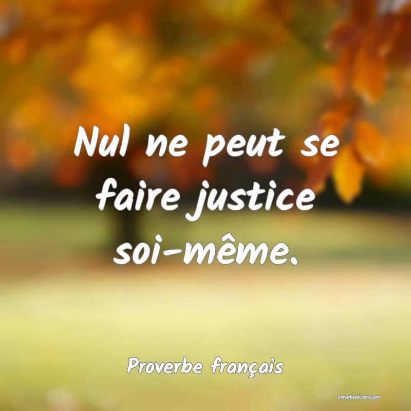 Nul ne peut se faire justice soi-même.