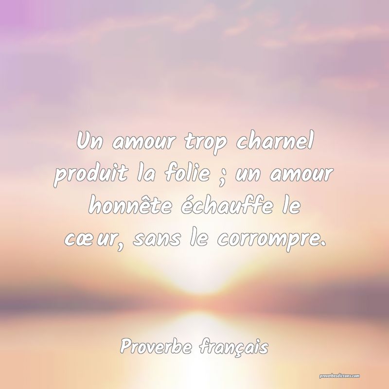 Un amour trop charnel produit la folie ; un amour honnête échauffe le cœur, sans le corrompre.