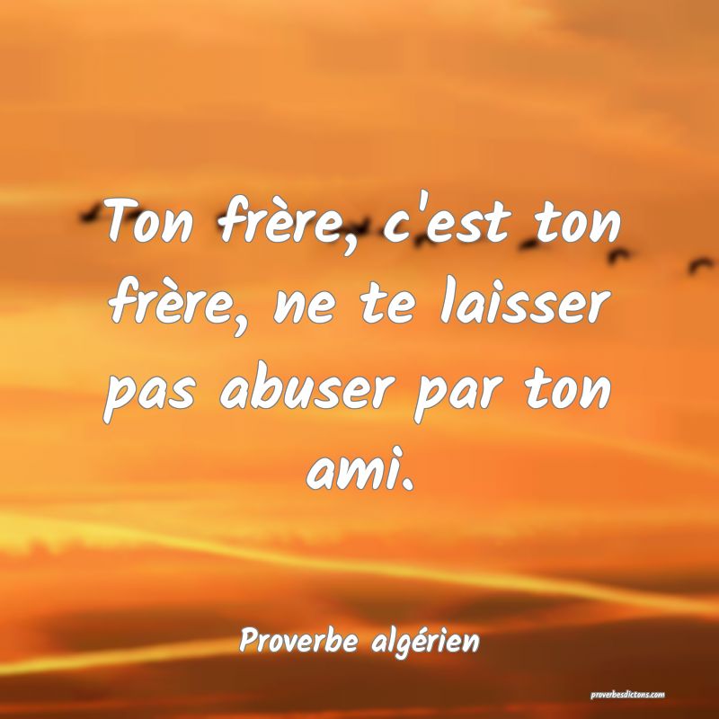 Ton frère, c'est ton frère, ne te laisser pas abuser par ton ami.