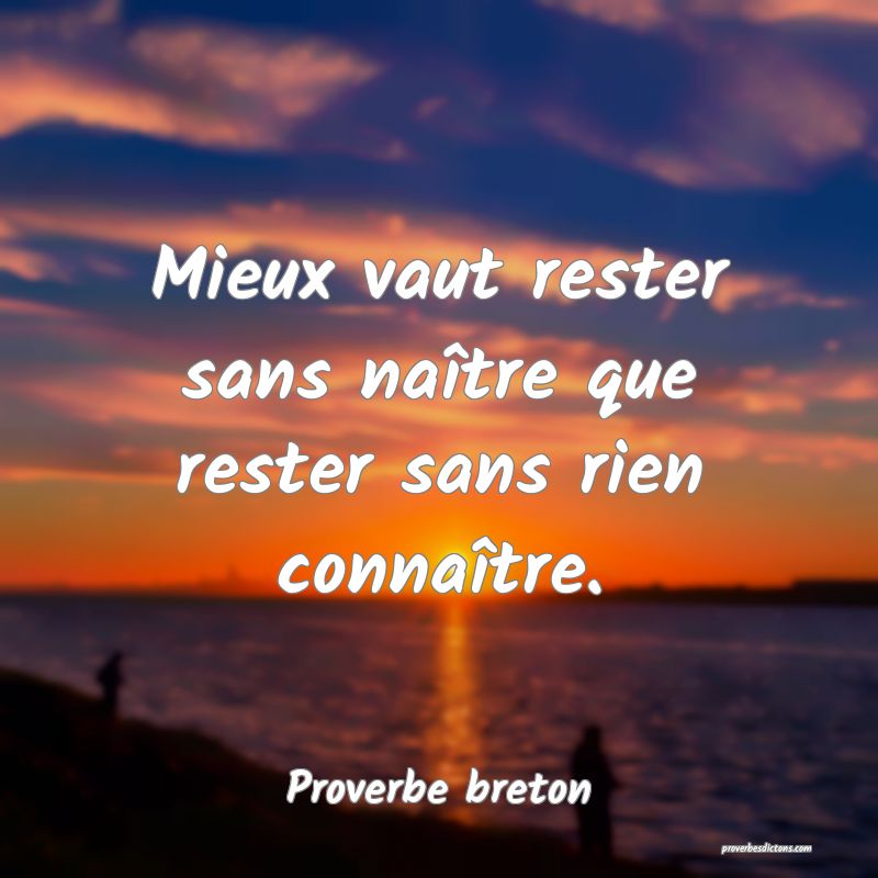 Mieux vaut rester sans naître que rester sans rien connaître.