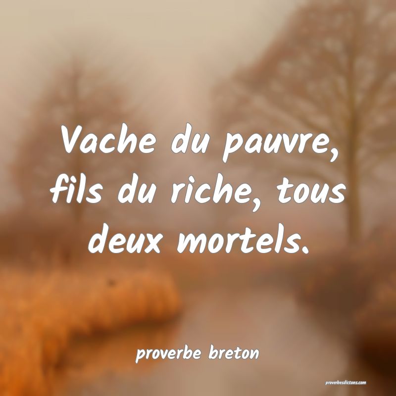  Vache du pauvre, fils du riche, tous deux mortels.