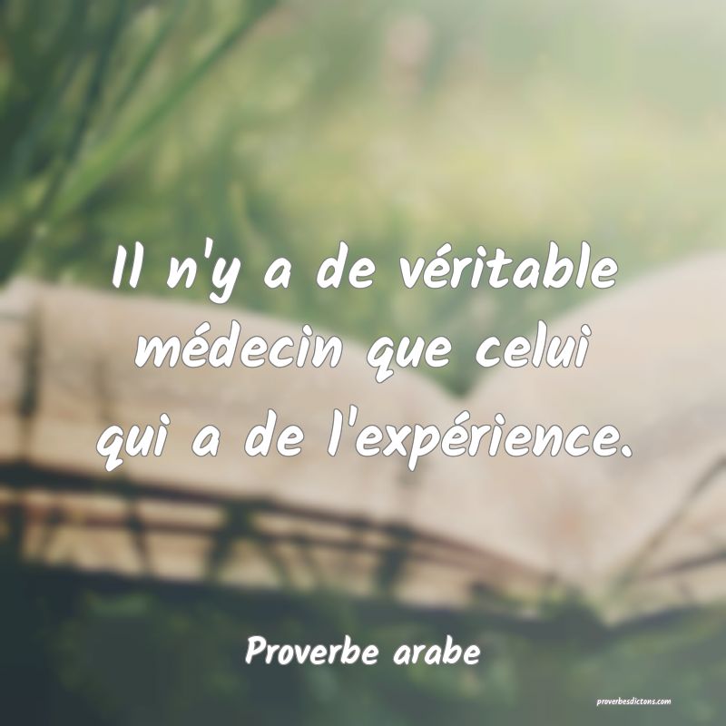 Il n'y a de véritable médecin que celui qui a de l'expérience.