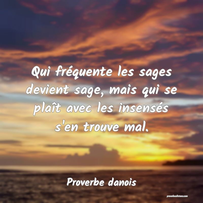 Qui fréquente les sages devient sage, mais qui se plaît avec les insensés s'en trouve mal.