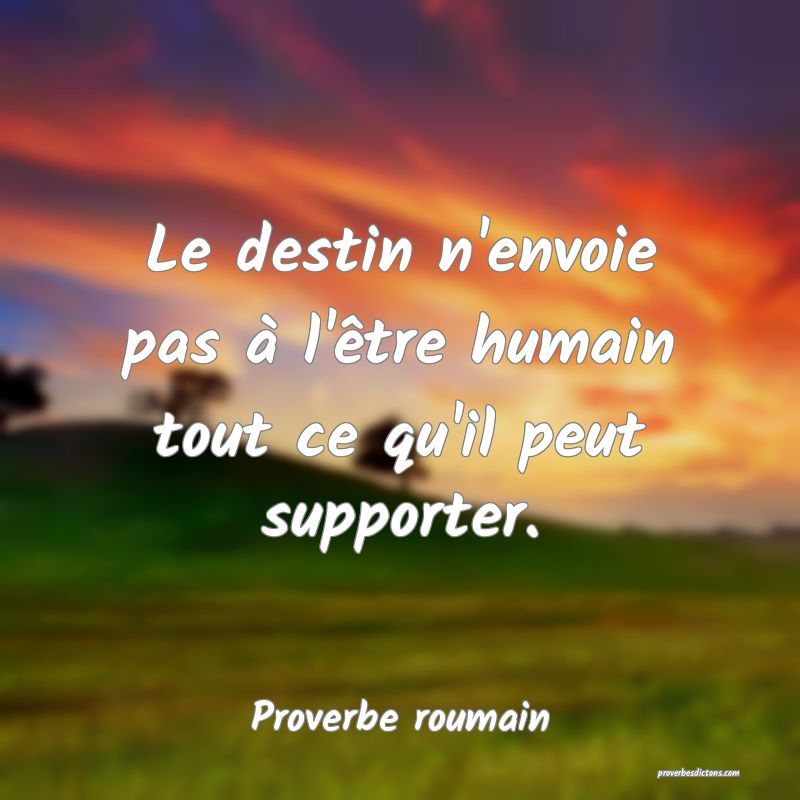 Le destin n'envoie pas à l'être humain tout ce qu'il peut supporter.
