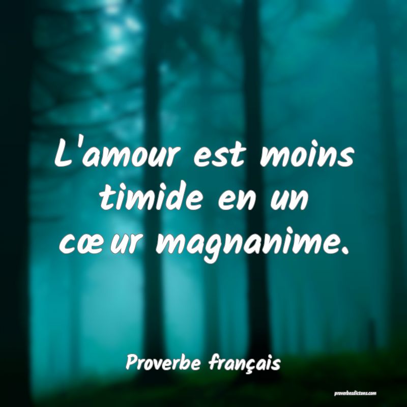 L'amour est moins timide en un cœur magnanime.