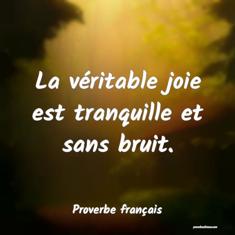 La véritable joie est tranquille et sans bruit.