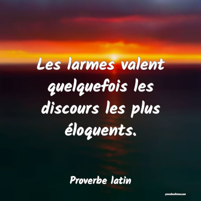 Les larmes valent quelquefois les discours les plus éloquents.