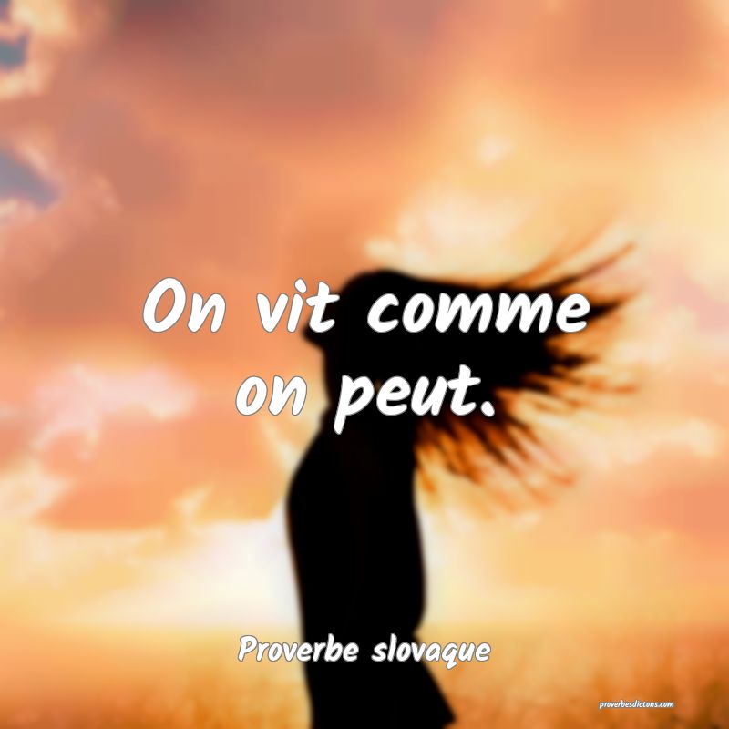 On vit comme on peut.