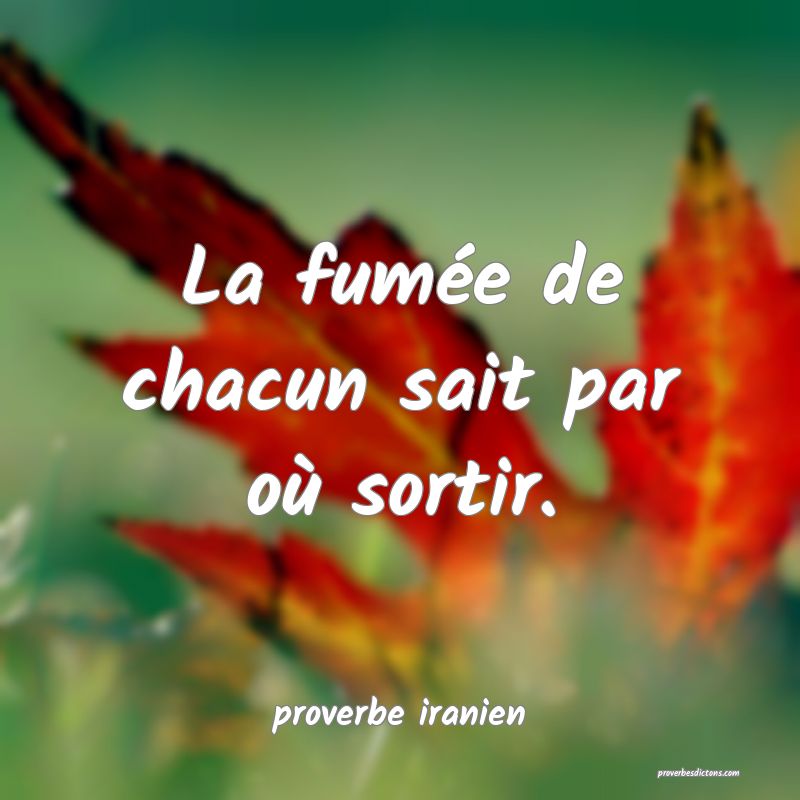  La fumée de chacun sait par où sortir.