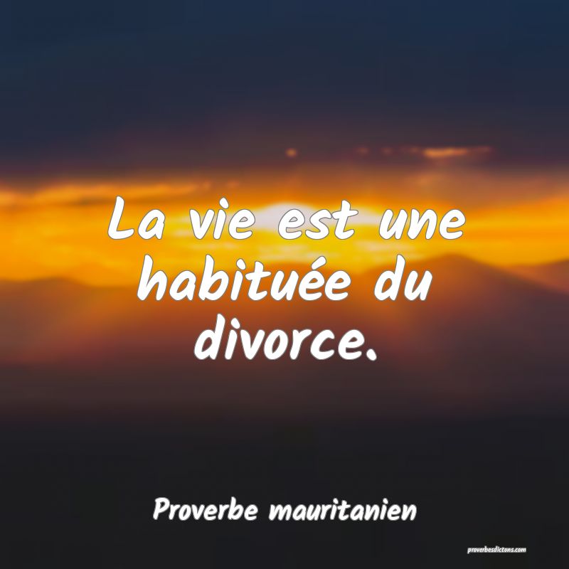 La vie est une habituée du divorce.