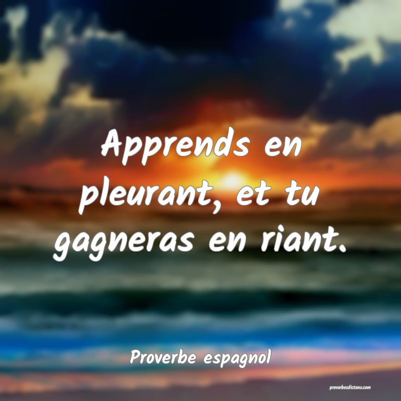 Apprends en pleurant, et tu gagneras en riant.