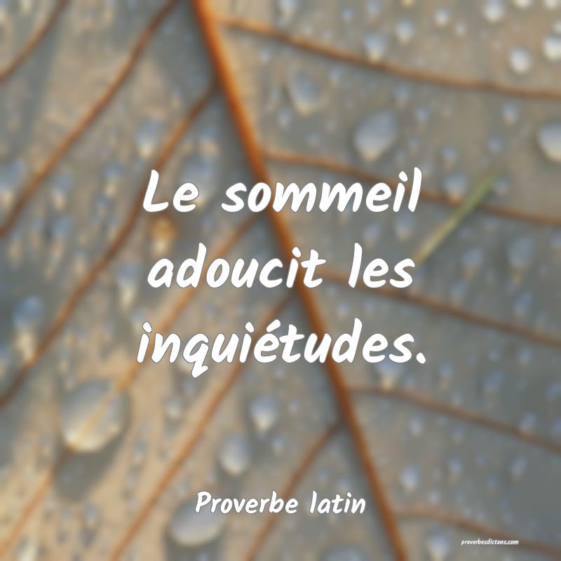 Le sommeil adoucit les inquiétudes.