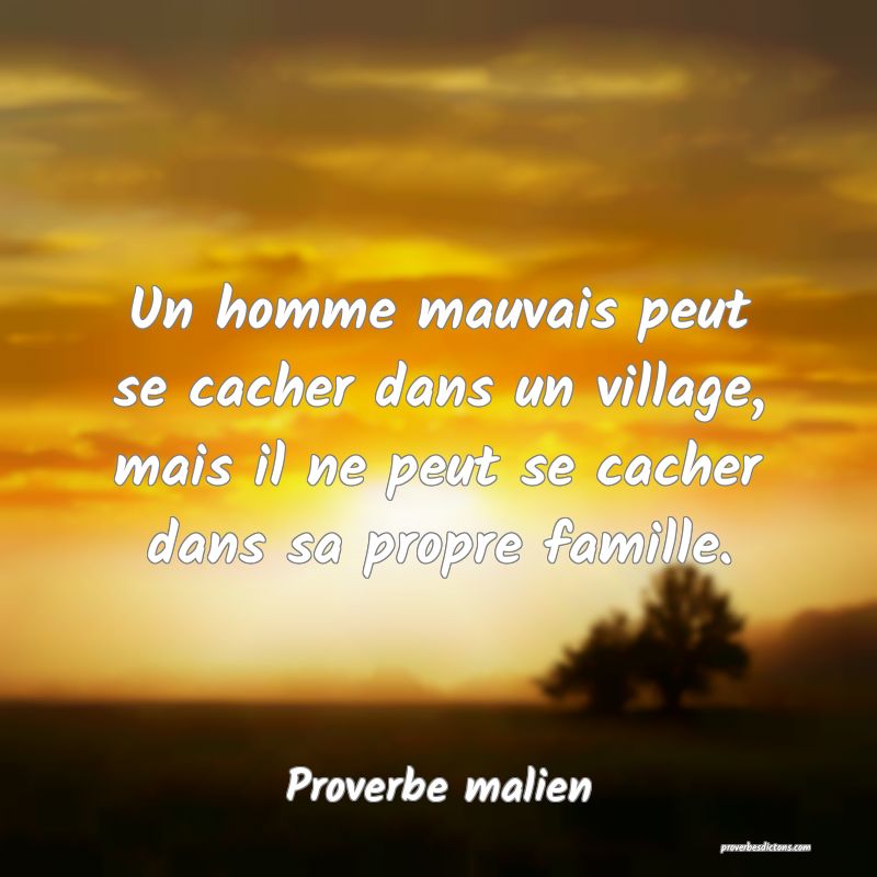 Un homme mauvais peut se cacher dans un village, mais il ne peut se cacher dans sa propre famille.