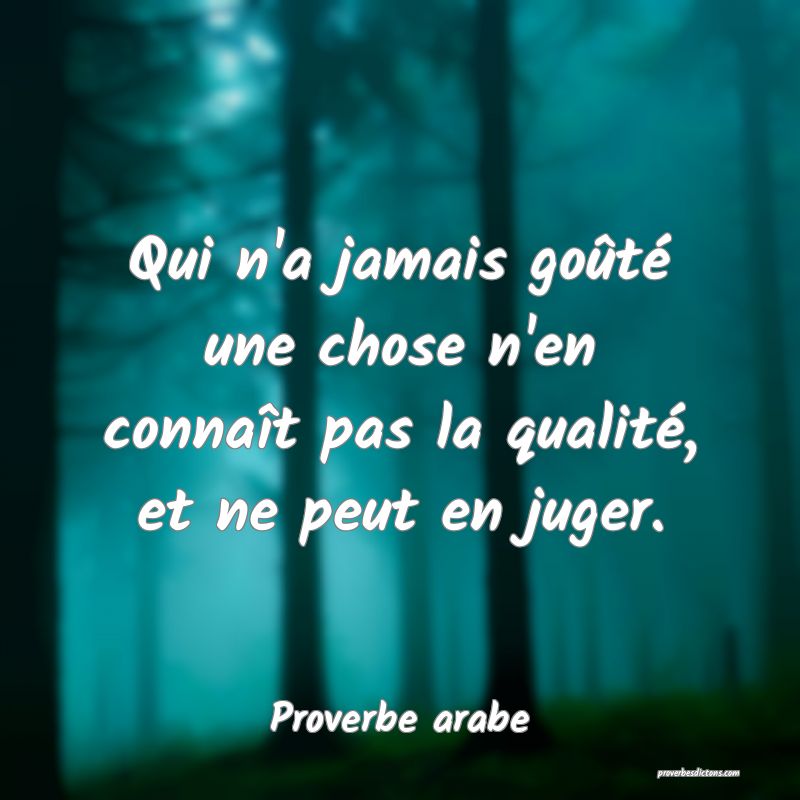 Qui n'a jamais goûté une chose n'en connaît pas la qualité, et ne peut en juger.