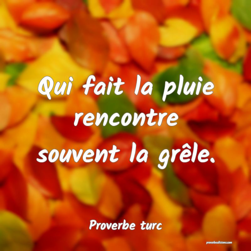 Qui fait la pluie rencontre souvent la grêle.