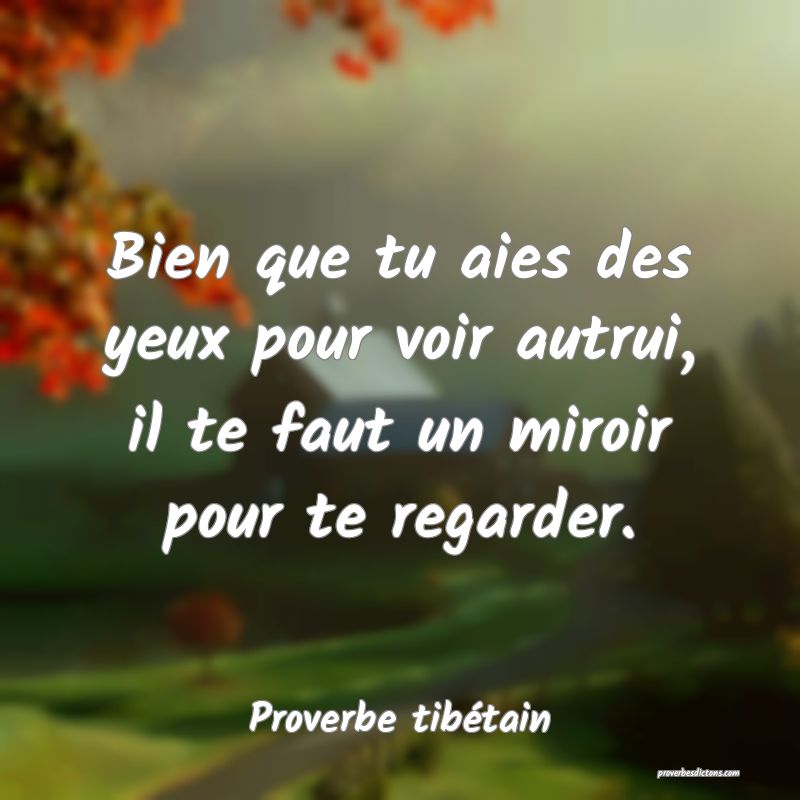 Bien que tu aies des yeux pour voir autrui, il te faut un miroir pour te regarder.