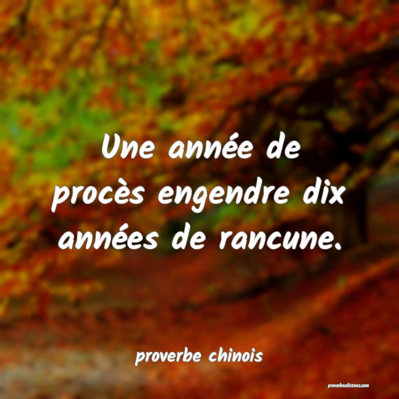  Une année de procès engendre dix années de rancune.