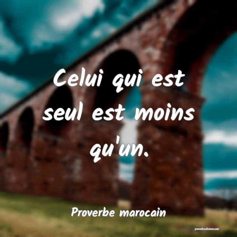 Celui qui est seul est moins qu'un.