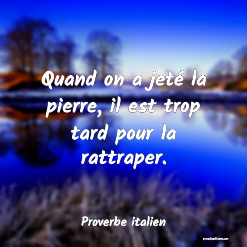 Quand on a jeté la pierre, il est trop tard pour la rattraper.