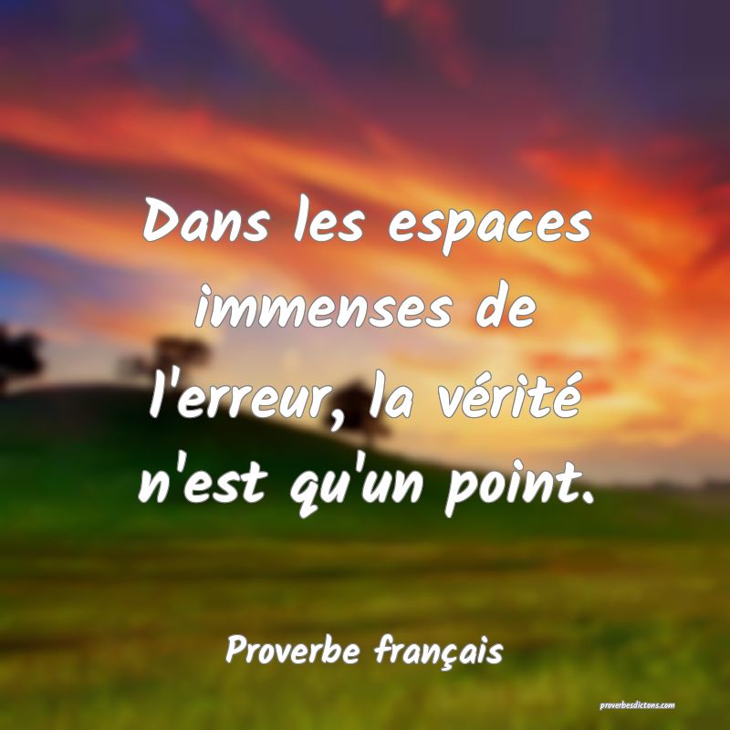 Dans les espaces immenses de l'erreur, la vérité n'est qu'un point.