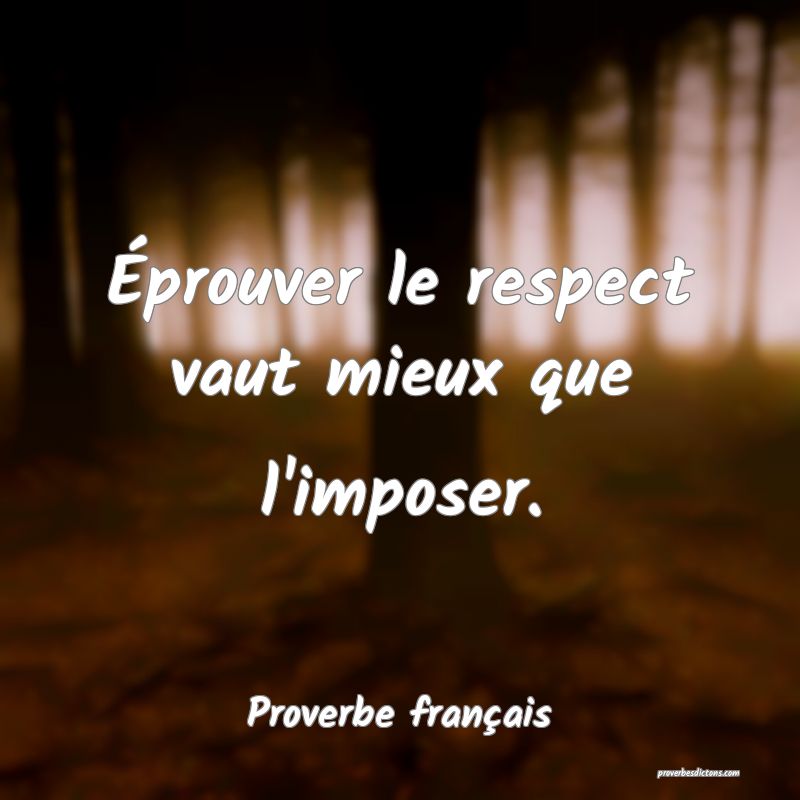 Éprouver le respect vaut mieux que l'imposer.