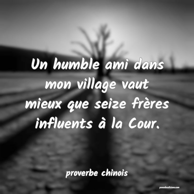 Un humble ami dans mon village vaut mieux que seize frères influents à la Cour.