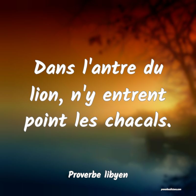 Dans l'antre du lion, n'y entrent point les chacals.