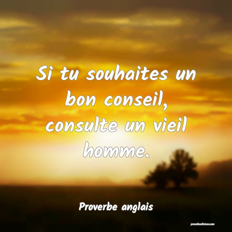 Si tu souhaites un bon conseil, consulte un vieil homme.