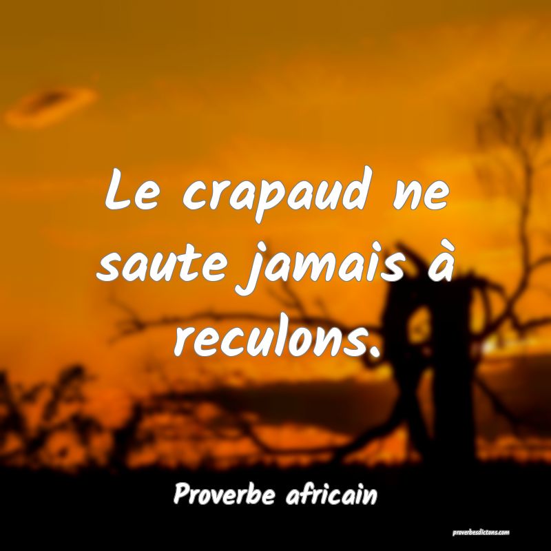Le crapaud ne saute jamais à reculons.