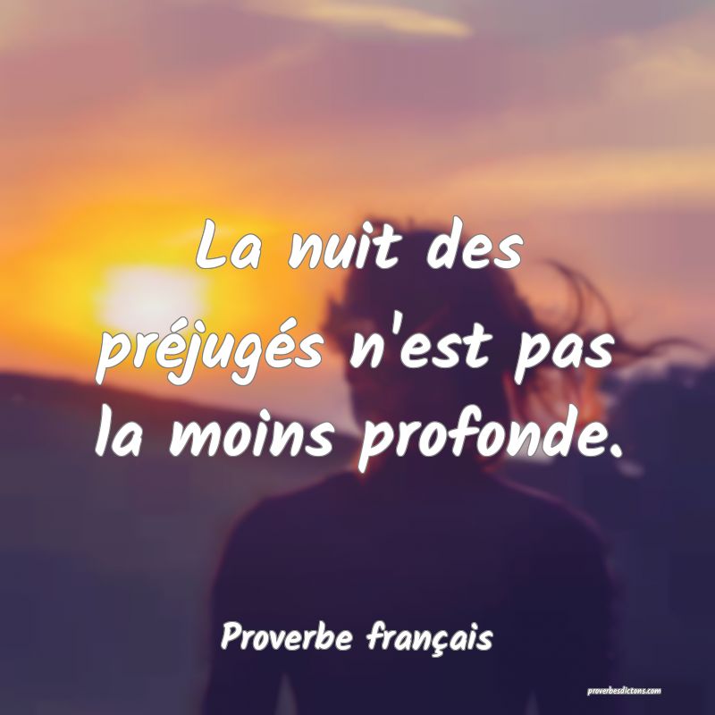 La nuit des préjugés n'est pas la moins profonde.