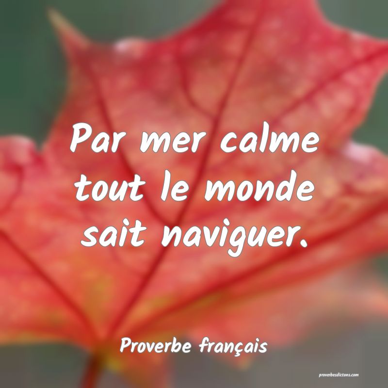 Par mer calme tout le monde sait naviguer.
