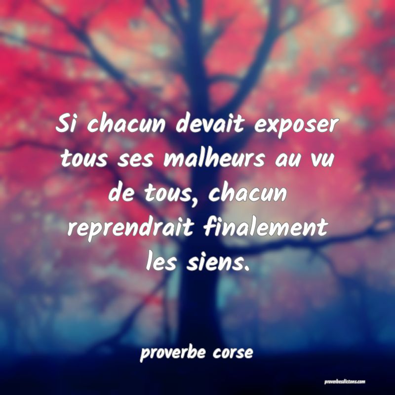  Si chacun devait exposer tous ses malheurs au vu de tous, chacun reprendrait finalement les siens.