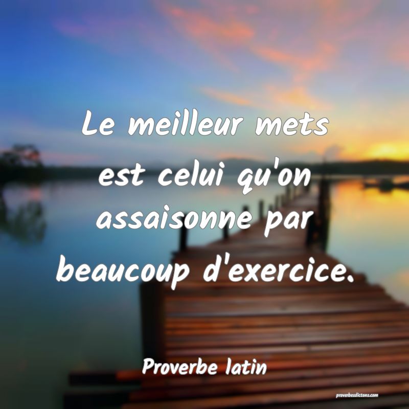 Le meilleur mets est celui qu'on assaisonne par beaucoup d'exercice.
