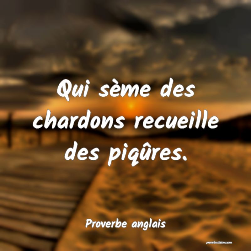  Qui sème des chardons recueille des piqûres.