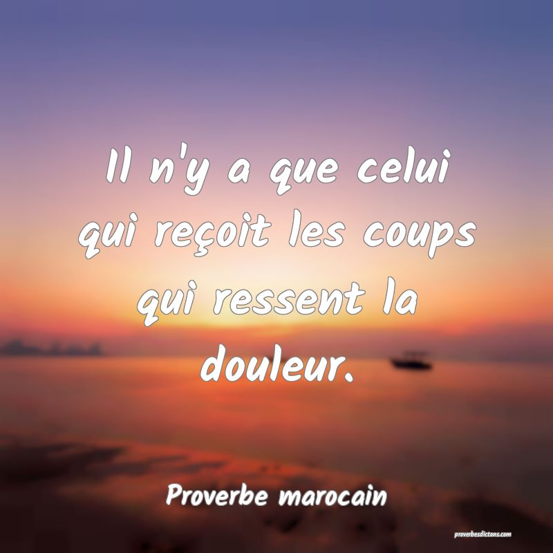 Il n'y a que celui qui reçoit les coups qui ressent la douleur.