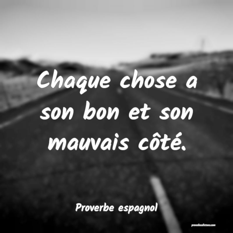Chaque chose a son bon et son mauvais côté.