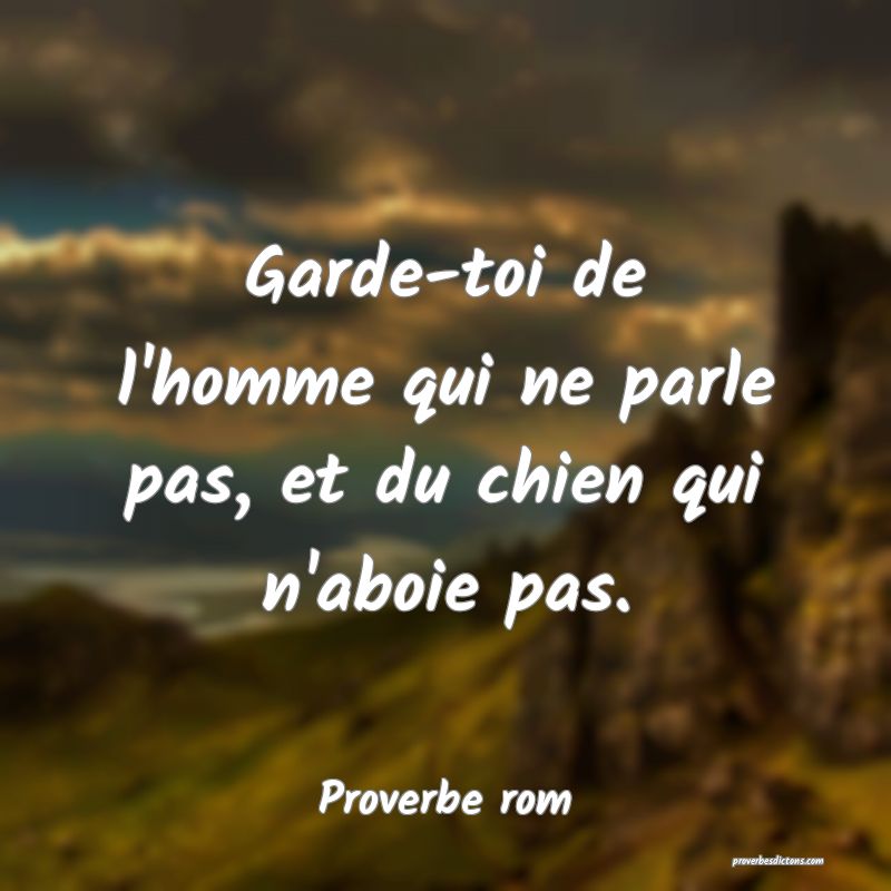 Garde-toi de l'homme qui ne parle pas, et du chien qui n'aboie pas.